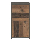 Best Chest Storage Cabinet 2 Drawers 1 Door in Concrete Optic Dark Grey/Old - Wood Vintage - Price Crash Furniture