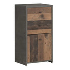 Best Chest Storage Cabinet 2 Drawers 1 Door in Concrete Optic Dark Grey/Old - Wood Vintage - Price Crash Furniture