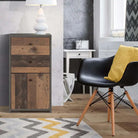 Best Chest Storage Cabinet 2 Drawers 1 Door in Concrete Optic Dark Grey/Old - Wood Vintage - Price Crash Furniture