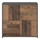 Best Chest Storage Cabinet with 4 Doors in Concrete Optic Dark Grey/Old - Wood Vintage - Price Crash Furniture