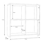 Best Chest Storage Cabinet with 4 Doors in Concrete Optic Dark Grey/Old - Wood Vintage - Price Crash Furniture