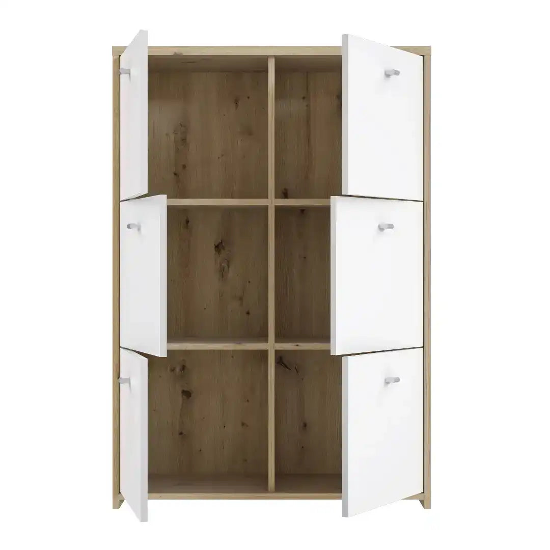 Best Chest Storage Cabinet with 6 Doors in Artisan Oak/White - Price Crash Furniture