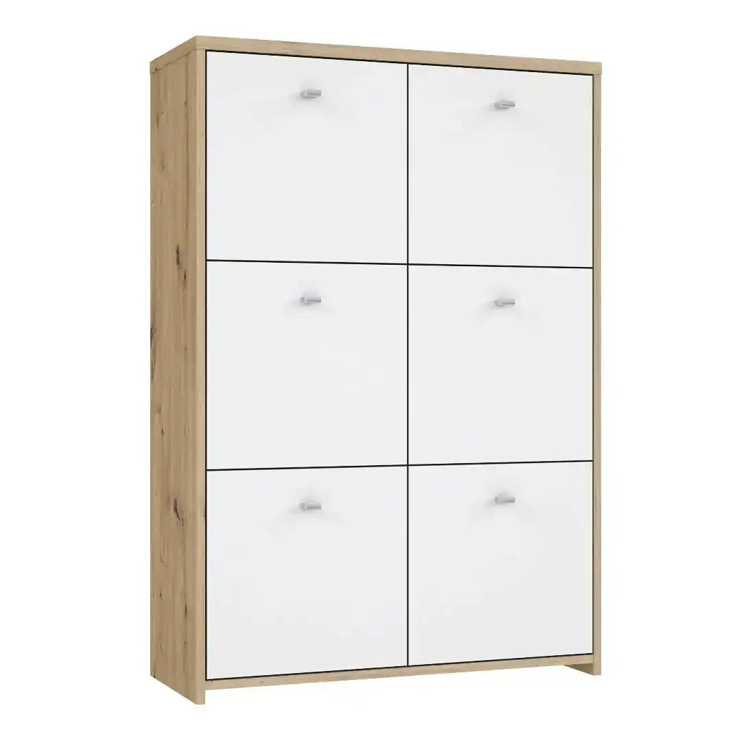 Best Chest Storage Cabinet with 6 Doors in Artisan Oak/White - Price Crash Furniture