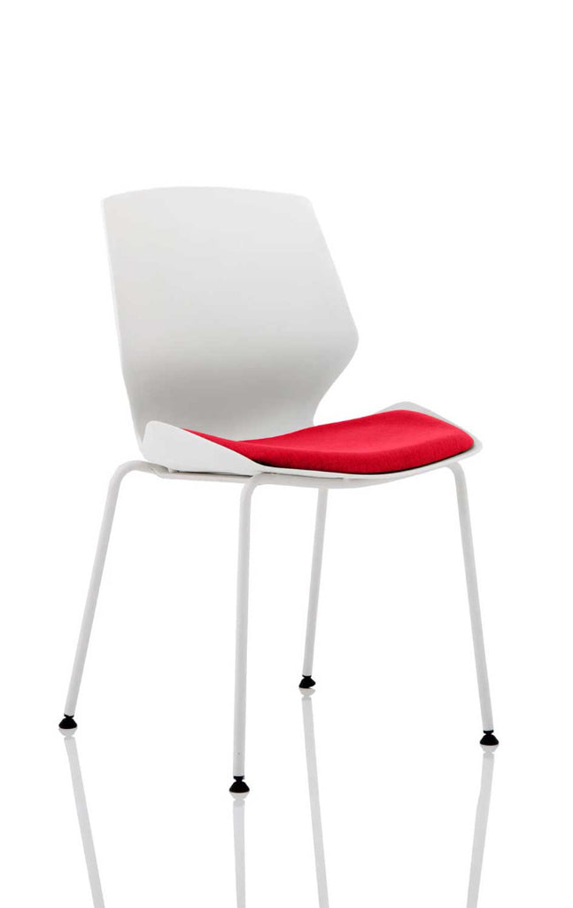 Dynamic Florence White Frame Fabric Seat Visitor Chair - Price Crash Furniture