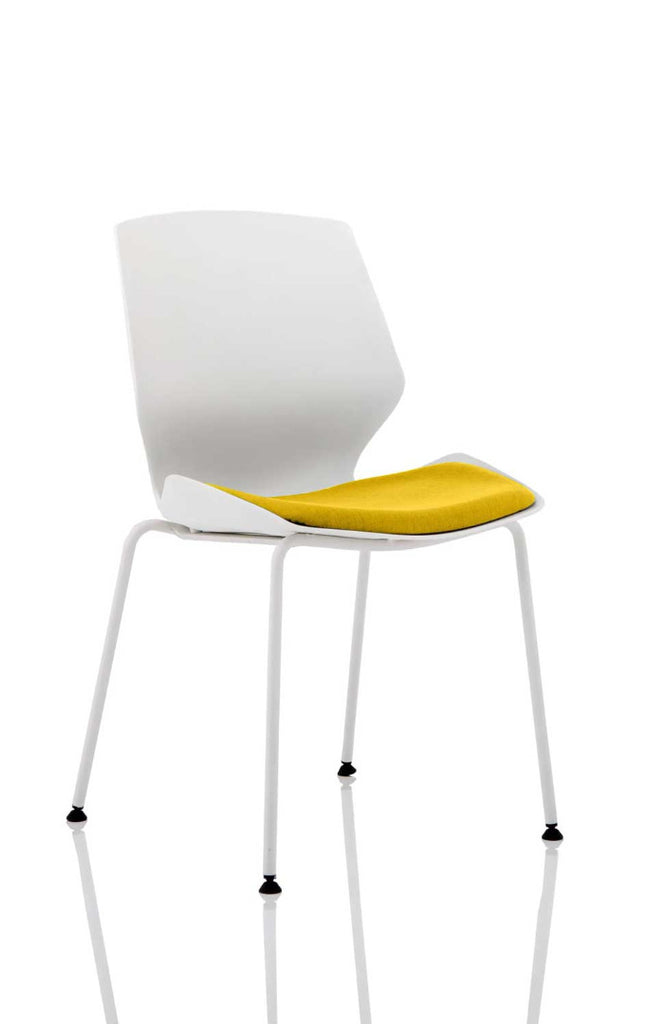 Dynamic Florence White Frame Fabric Seat Visitor Chair - Price Crash Furniture