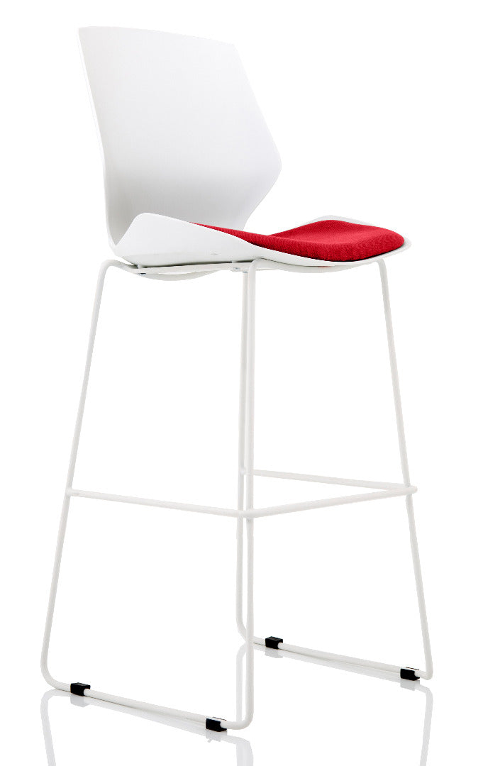 Florence White Frame Fabric Seat High Stool Chair - Price Crash Furniture