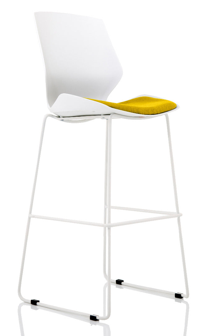 Florence White Frame Fabric Seat High Stool Chair - Price Crash Furniture