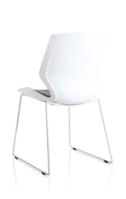Florence Sled White Frame Fabric Seat Visitor Chair - Price Crash Furniture