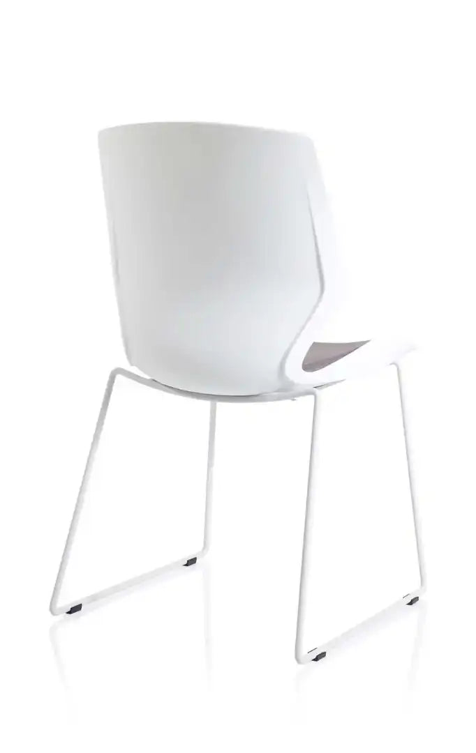 Florence Sled White Frame Fabric Seat Visitor Chair - Price Crash Furniture