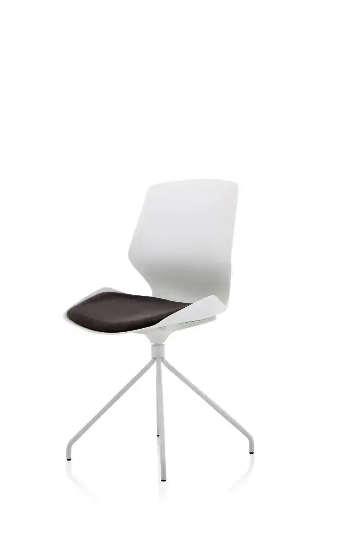 Florence Spindle White Frame Fabric Seat Visitor Chair - Price Crash Furniture