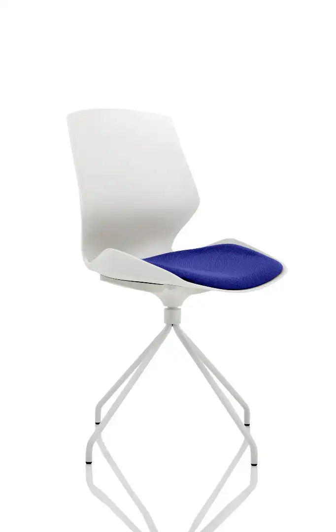 Florence Spindle White Frame Fabric Seat Visitor Chair - Price Crash Furniture