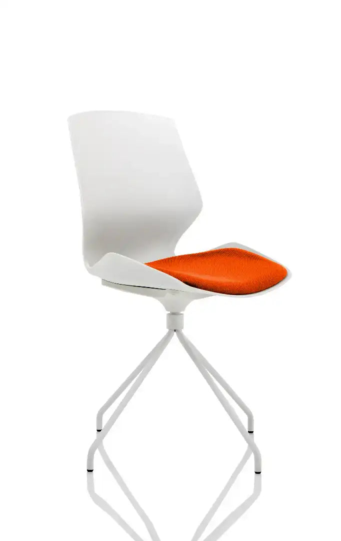 Florence Spindle White Frame Fabric Seat Visitor Chair - Price Crash Furniture