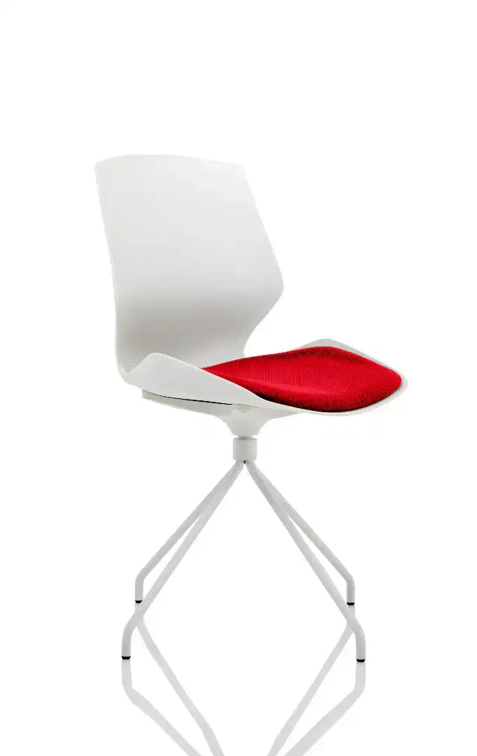 Florence Spindle White Frame Fabric Seat Visitor Chair - Price Crash Furniture