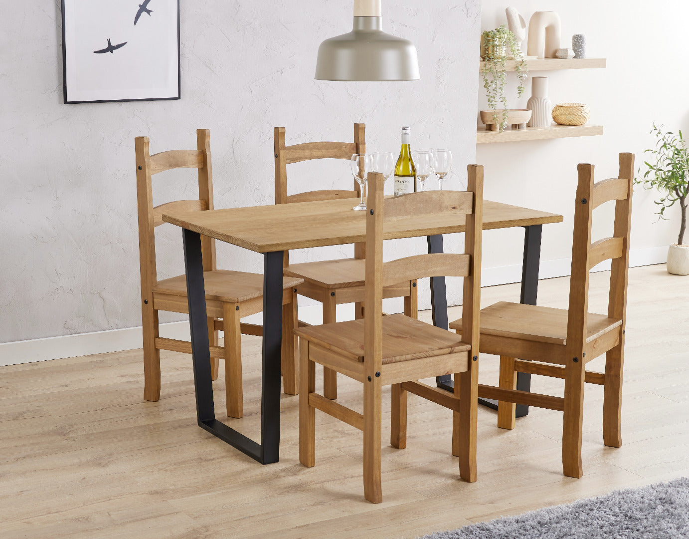 Dining table + 4 chair Set, 1xTXTB2 + 2xCR105 dining set - Price Crash Furniture