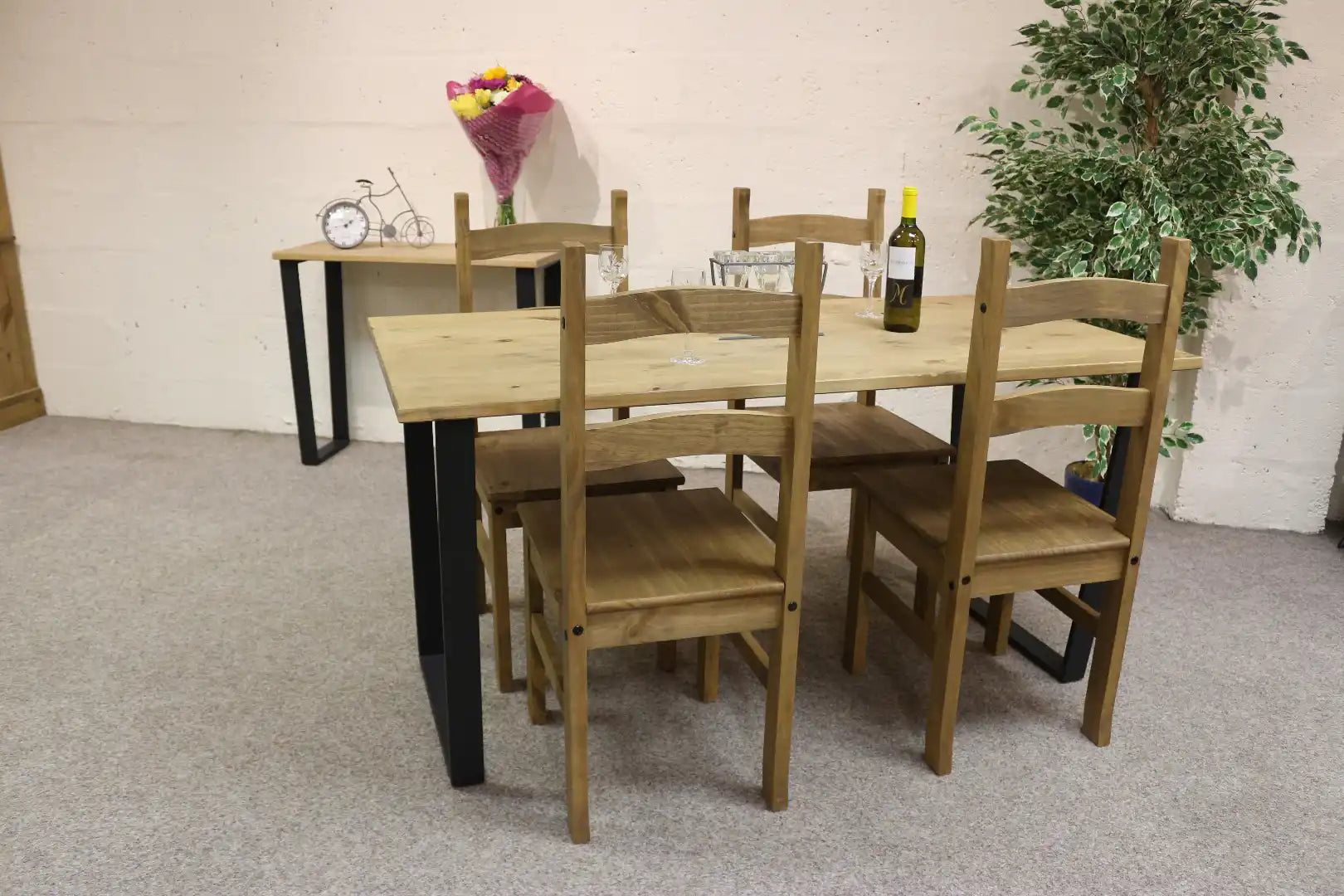Large dining table + 4 chair Set, 1xTXTB3 + 2xCR105 - Price Crash Furniture
