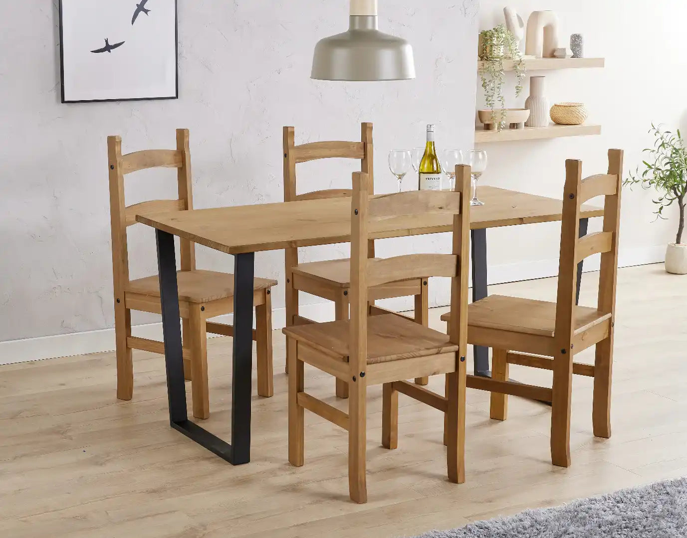 Large dining table + 4 chair Set, 1xTXTB3 + 2xCR105 - Price Crash Furniture