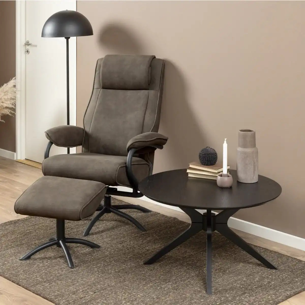 I_Duncan Round Coffee Table In Black 80x45cm