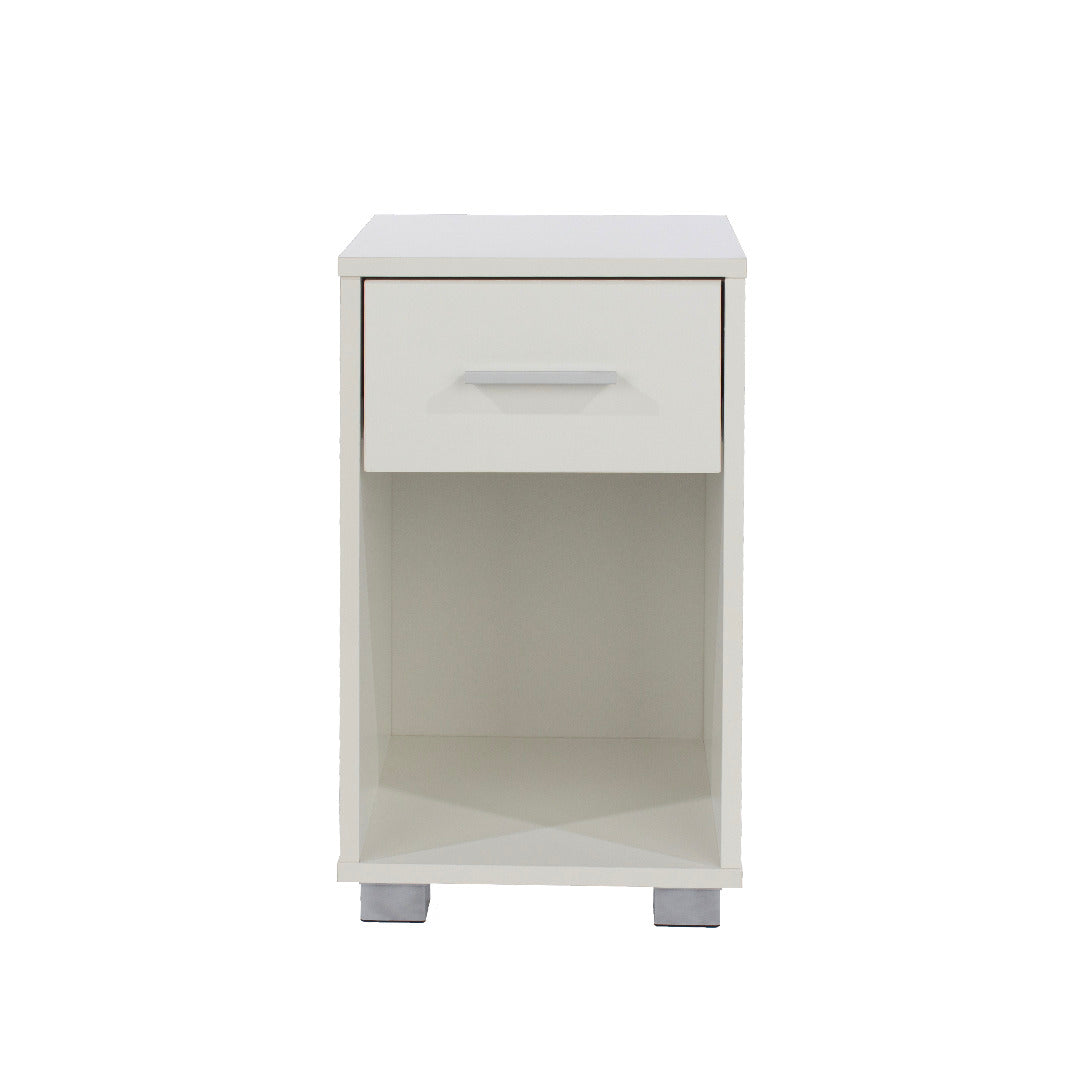 Lido - White high gloss 1 drawer compact bedside cabinet - Price Crash Furniture