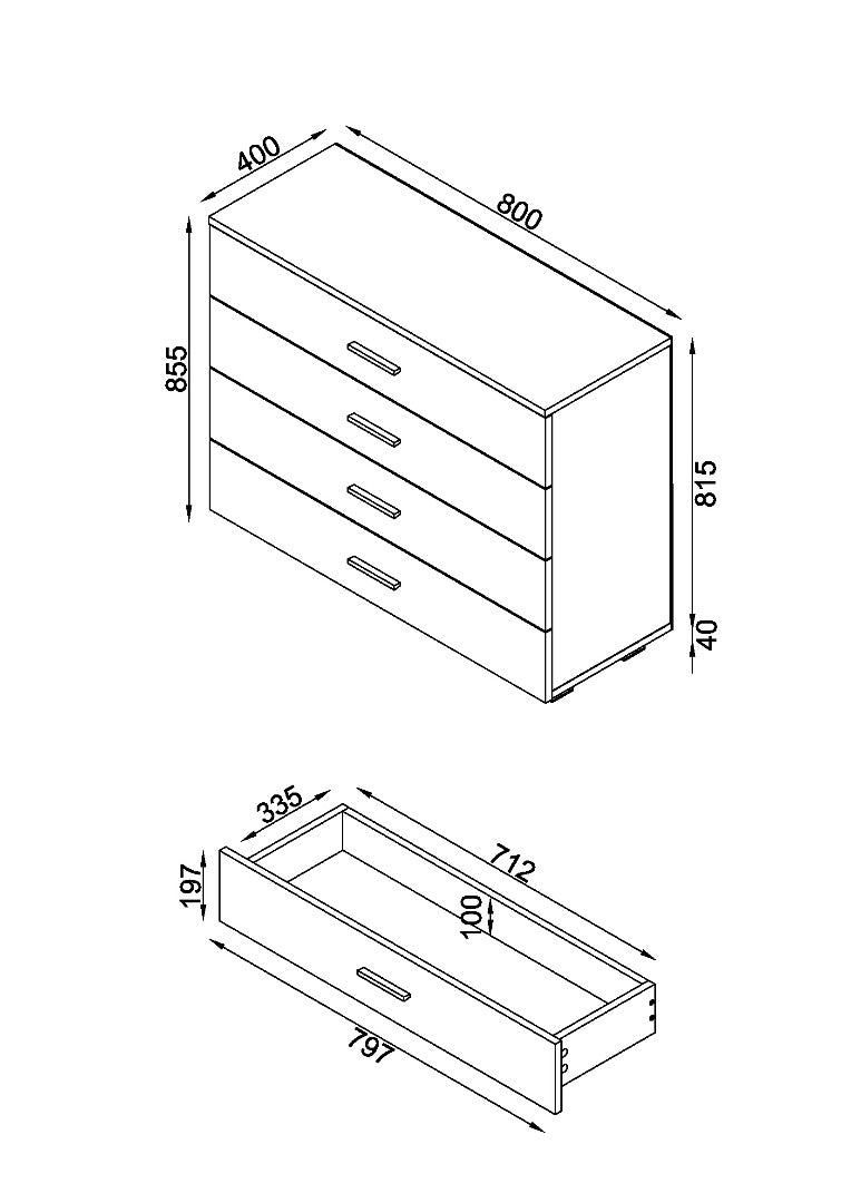 Lido - White high gloss 4 drawer chest of drawers - Price Crash Furniture