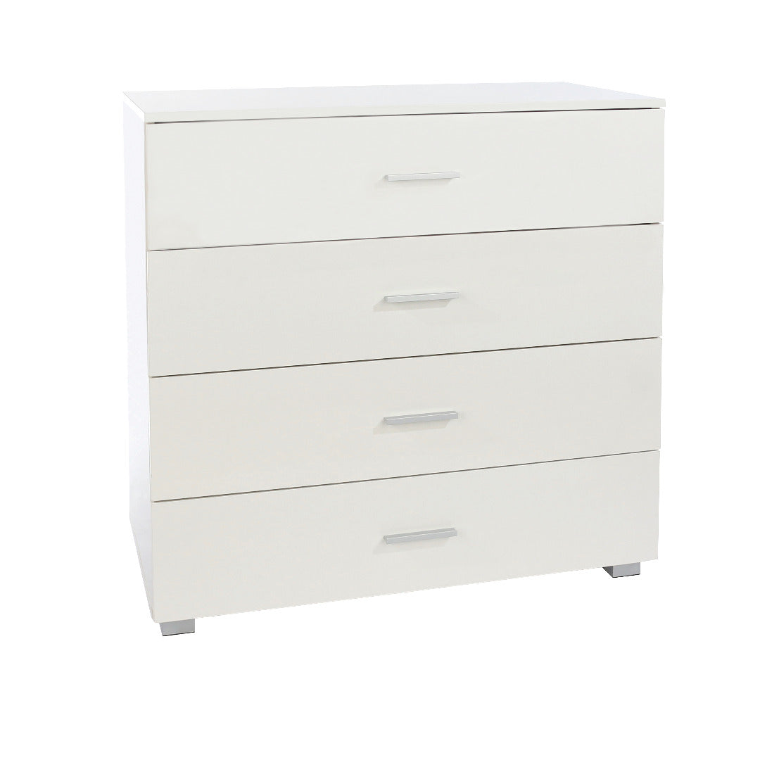 Lido - White high gloss 4 drawer chest of drawers - Price Crash Furniture