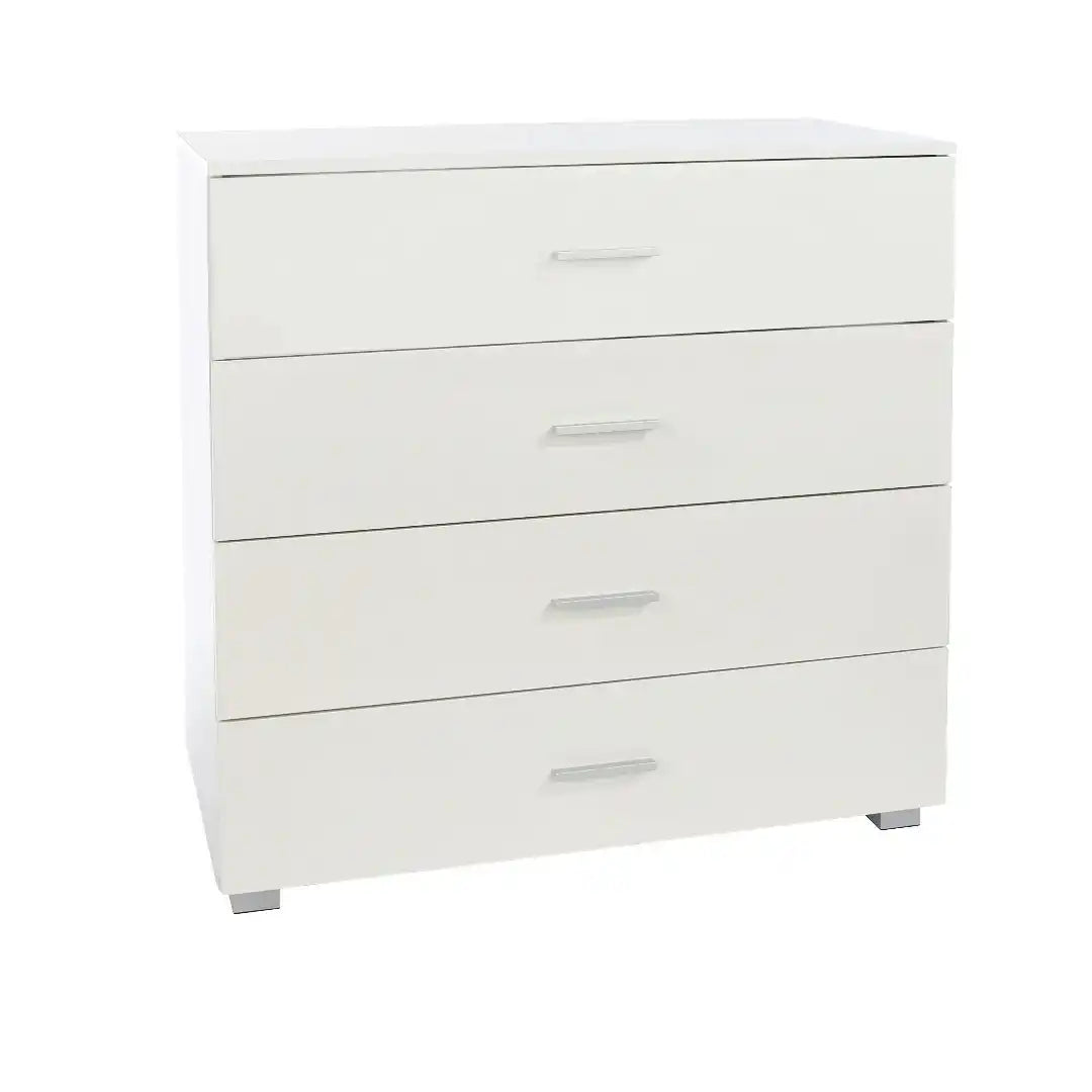 Lido - White high gloss 4 drawer chest of drawers - Price Crash Furniture