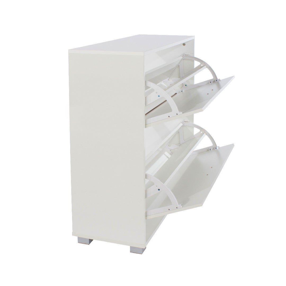 Lido - White high gloss 2 door shoe cabinet - Price Crash Furniture