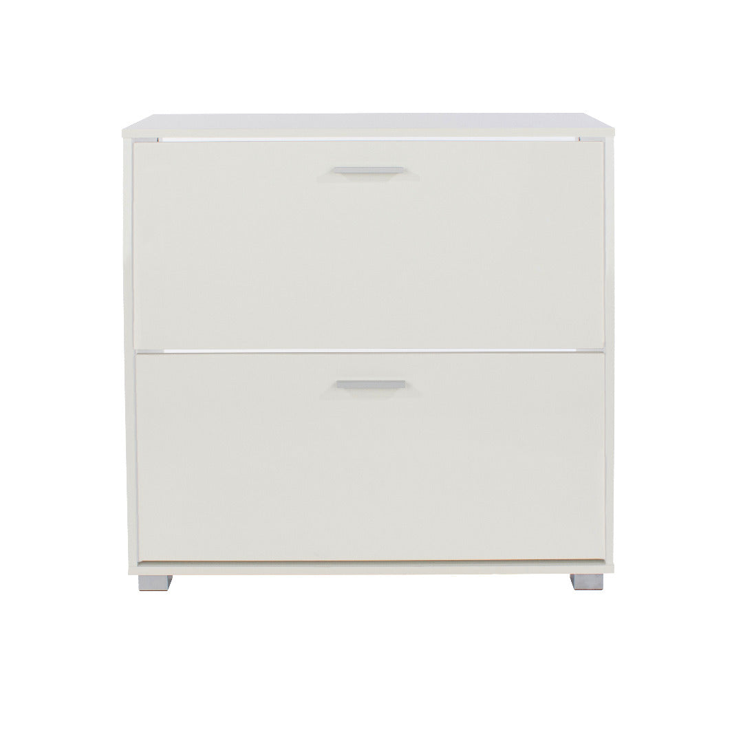 Lido - White high gloss 2 door shoe cabinet - Price Crash Furniture