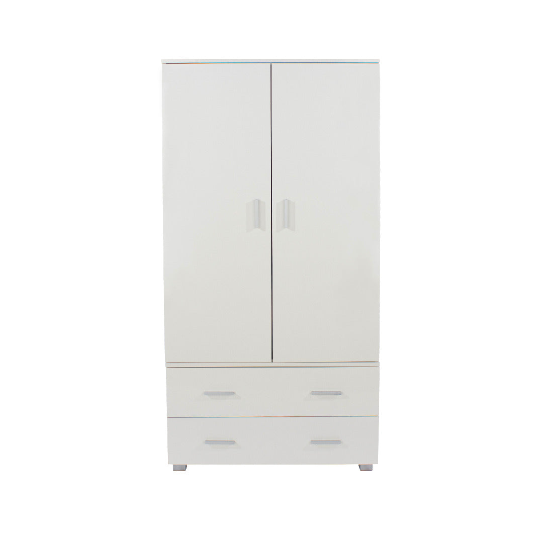 Lido - White high gloss 2 door, 2 drawer low wardrobe - Price Crash Furniture