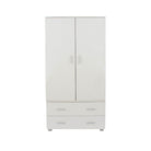 Lido - White high gloss 2 door, 2 drawer low wardrobe - Price Crash Furniture