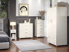 Lido - White high gloss 2 door, 2 drawer low wardrobe - Price Crash Furniture