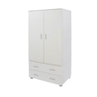 Lido - White high gloss 2 door, 2 drawer low wardrobe - Price Crash Furniture