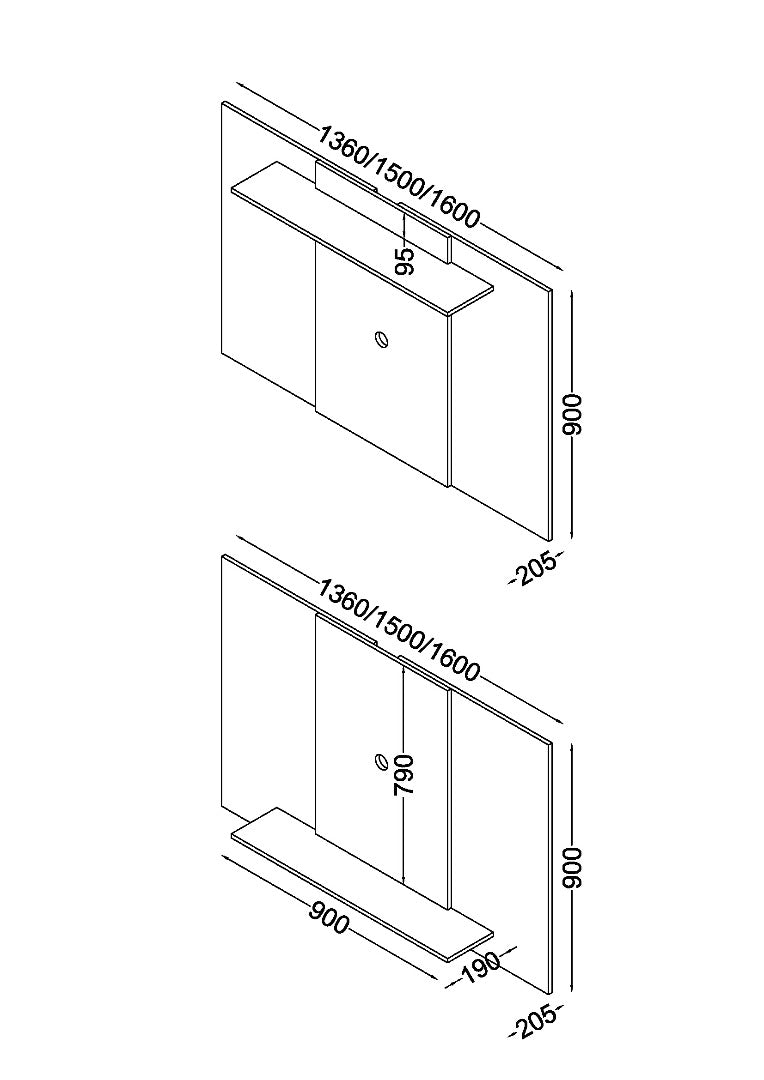 Lido extendable fixed TV wall panel, gloss white - Price Crash Furniture