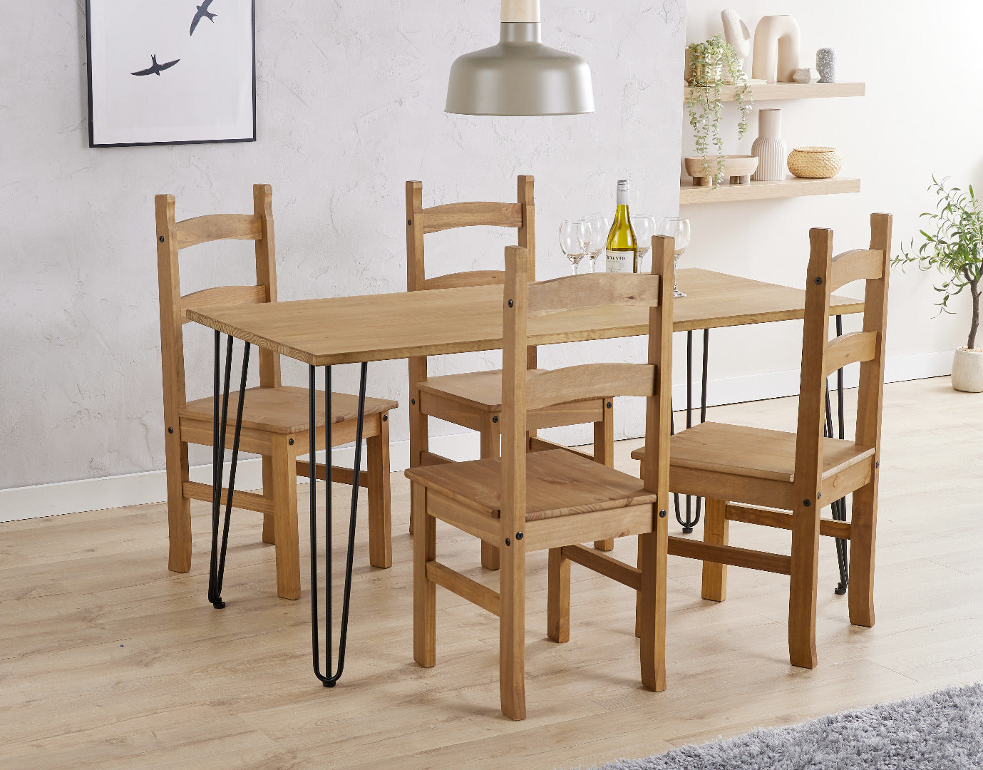 Core Augusta large dining table + 4 chair Set, 1xAGTB3 + 2xCR105 (pairs) - Price Crash Furniture