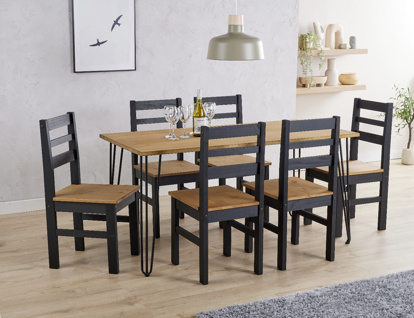 Core Augusta large dining table + 6 linea chair Set, 1xASTB3 + 3xCRB107 (pairs) - Price Crash Furniture