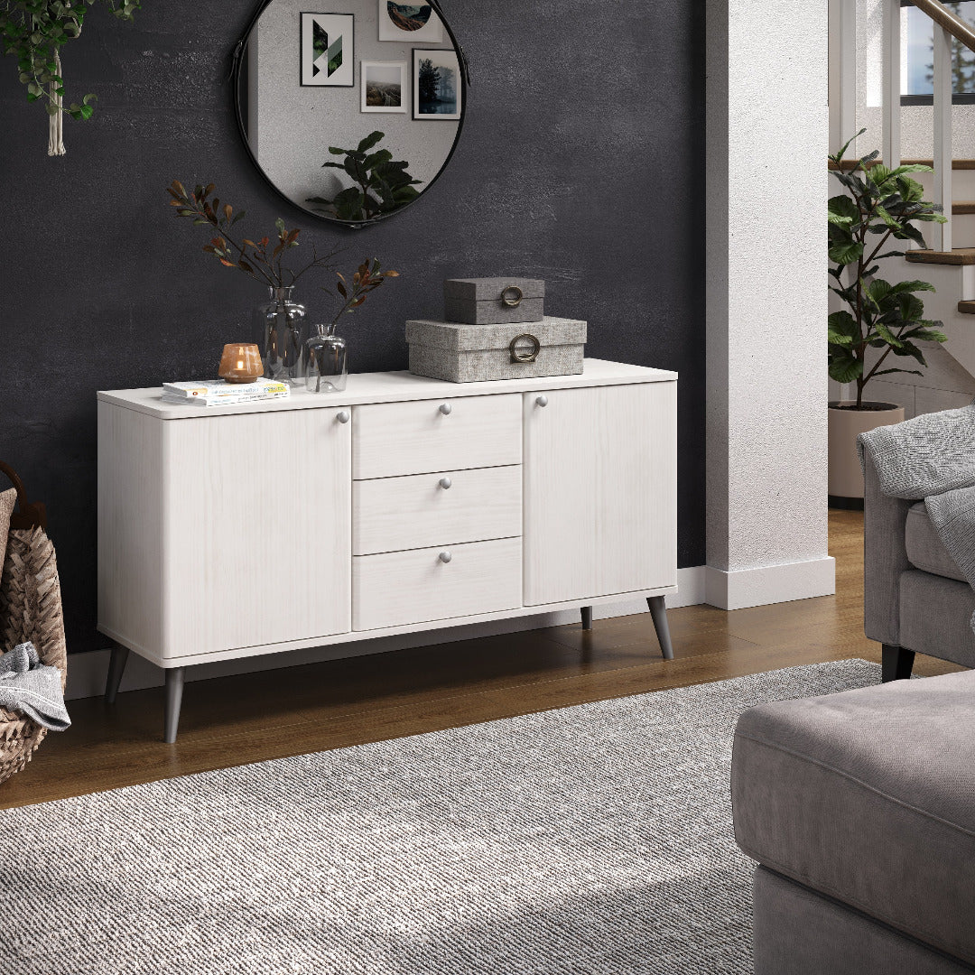 Core Augusta Curve medium sideboard with 2 doors, 3 drawers - Price Crash Furniture