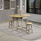 Corona Grey Dining Set - oval breakfast drop leaf gateleg table & 2 stool set - Price Crash Furniture