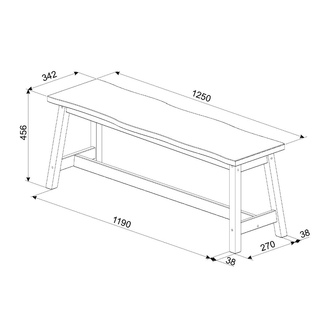 Corona Black Bench seat - live edge large dining bench - Price Crash Furniture