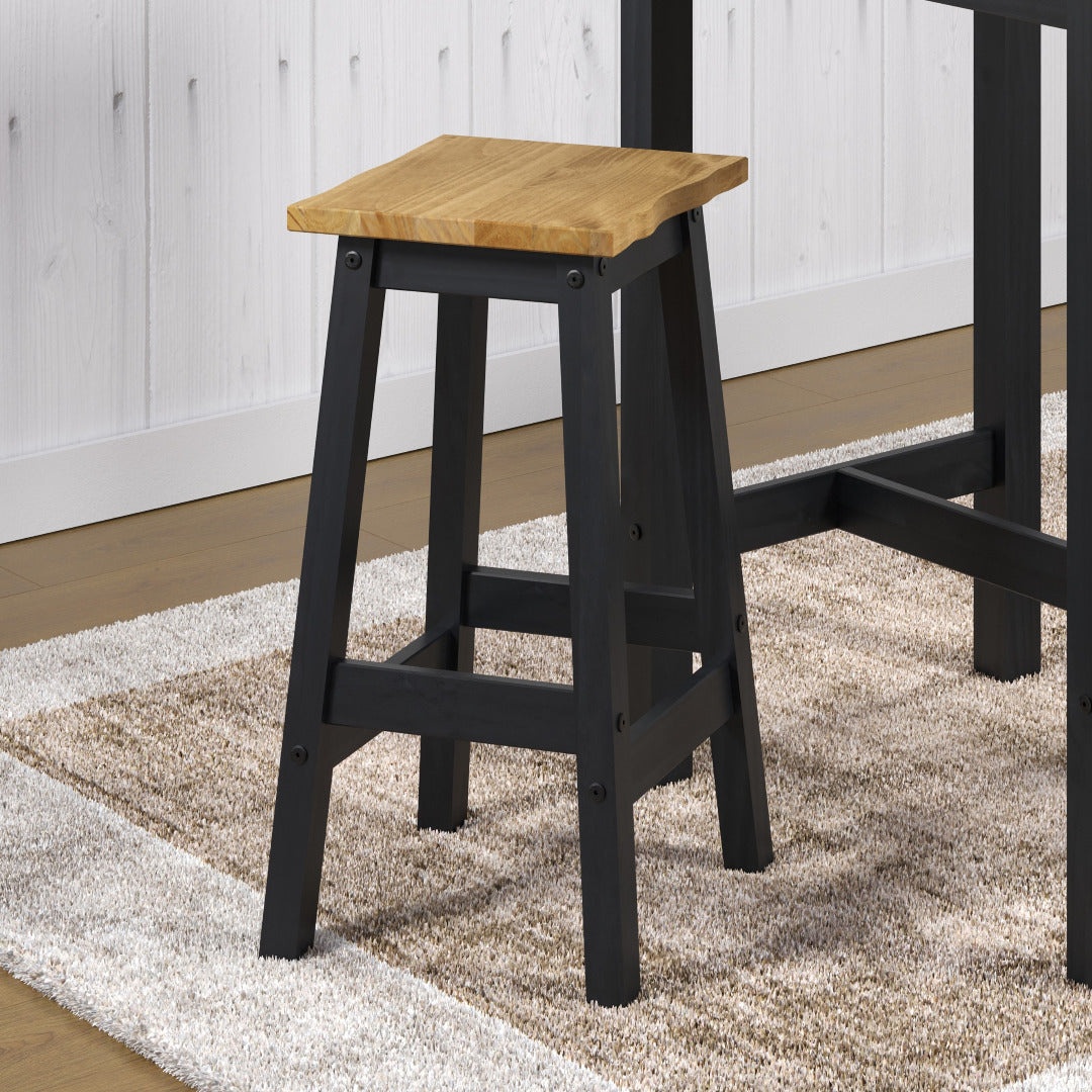 Corona Black Stool - live edge high breakfast stools (pair) - Price Crash Furniture