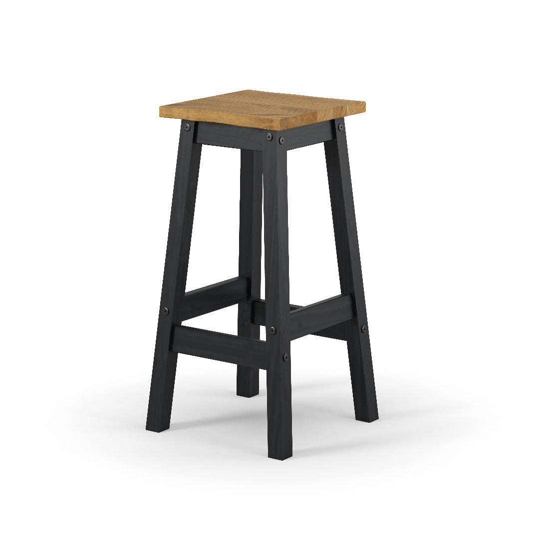 Corona Black Stool - live edge high breakfast stools (pair) - Price Crash Furniture