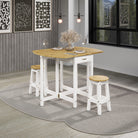 Corona White Dining Set - oval breakfast drop leaf gateleg table & 2 stool set - Price Crash Furniture