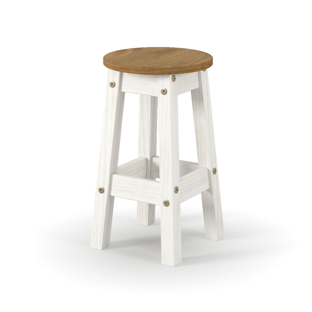 Core Corona White low round breakfast stools (pair) - Price Crash Furniture