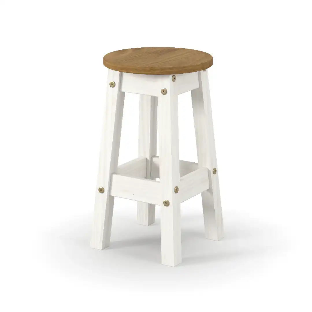 Core Corona White low round breakfast stools (pair) - Price Crash Furniture