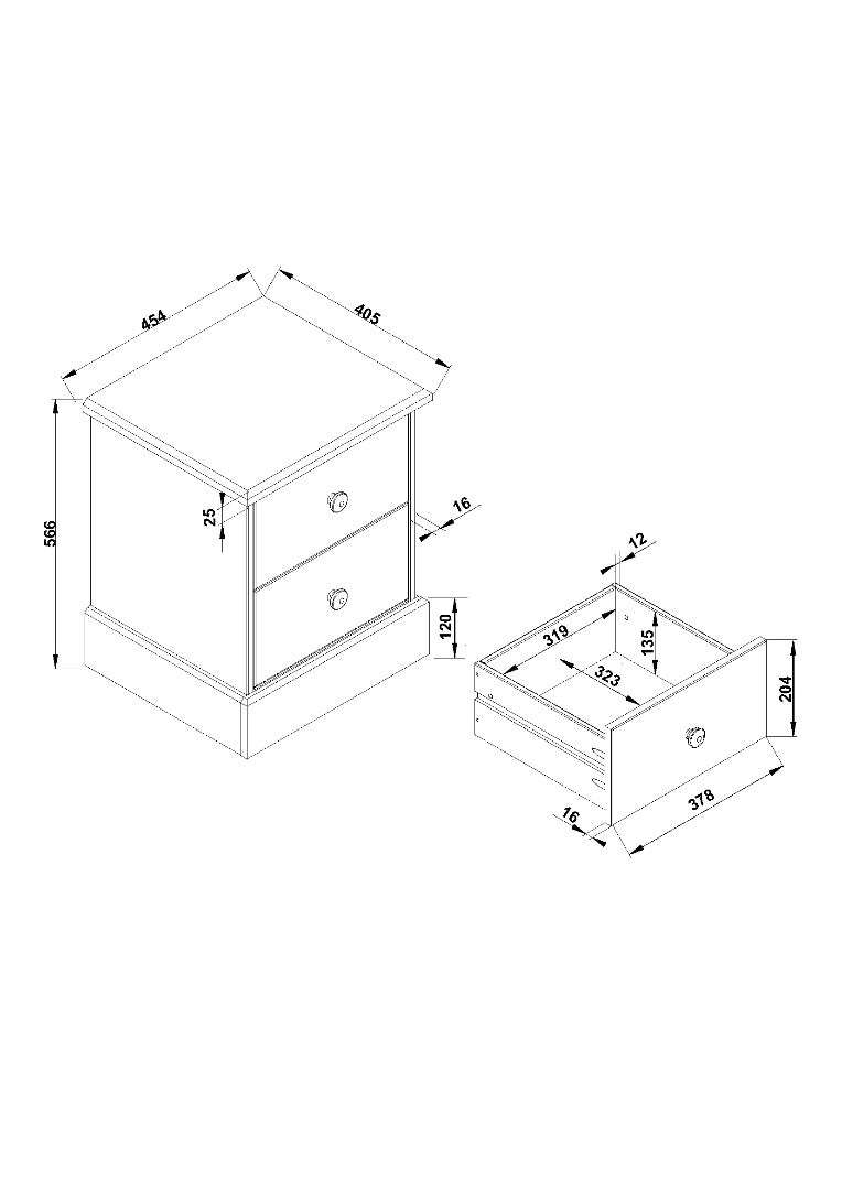 Cotswold 2 drawer bedside cabinet - Price Crash Furniture