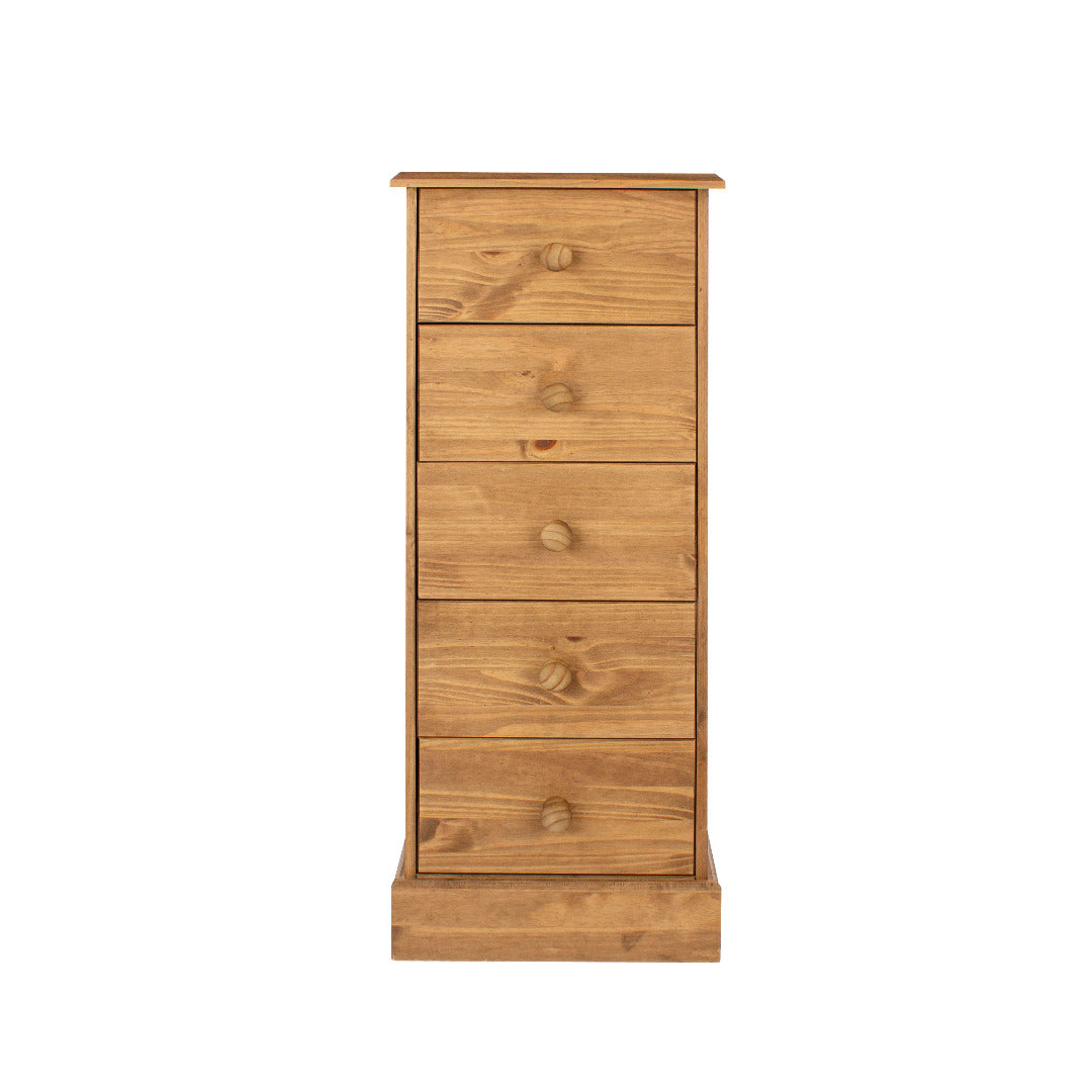 Cotswold 5 drawer narrow chest of drawers - Price Crash Furniture