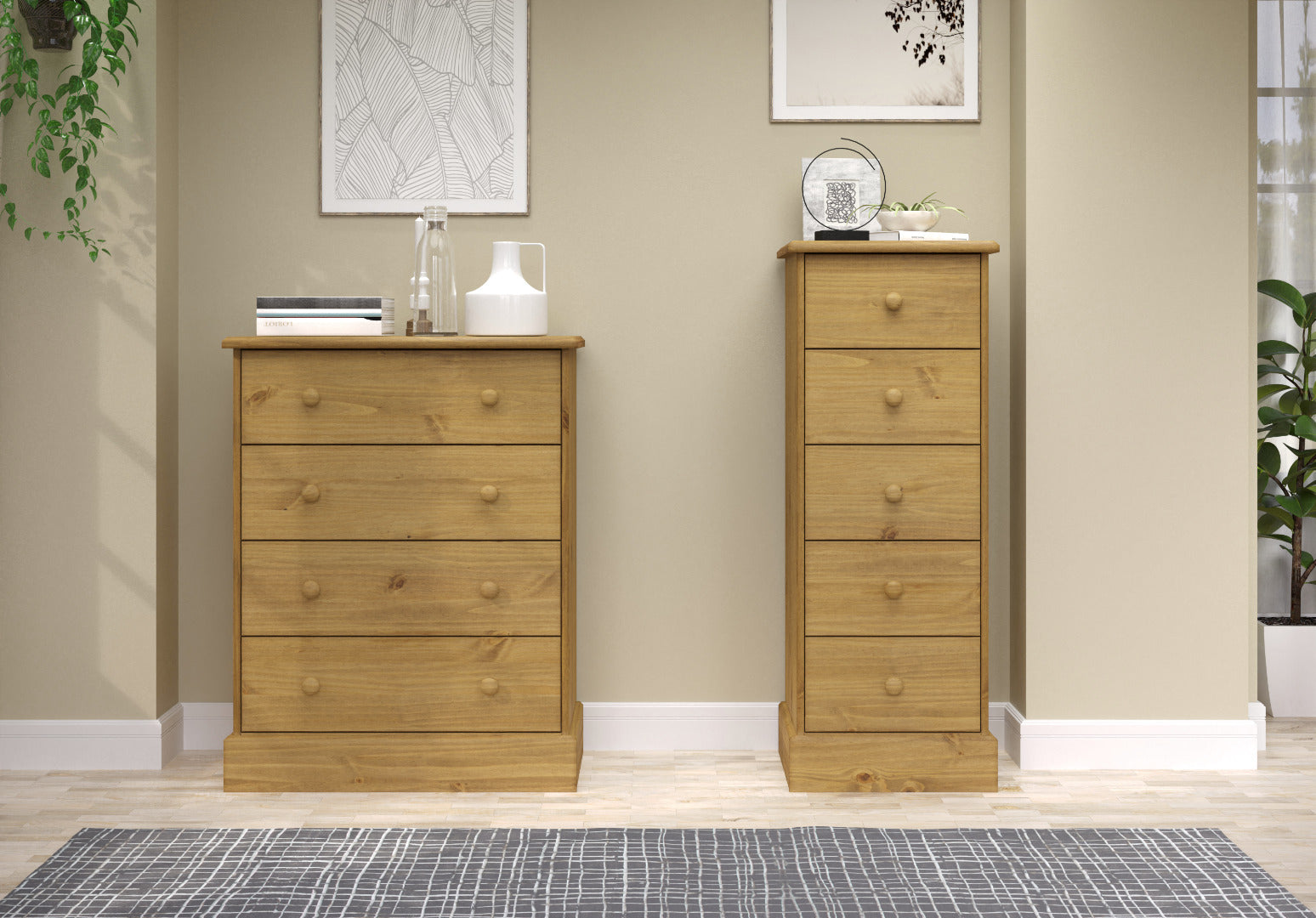 Cotswold 5 drawer narrow chest of drawers - Price Crash Furniture