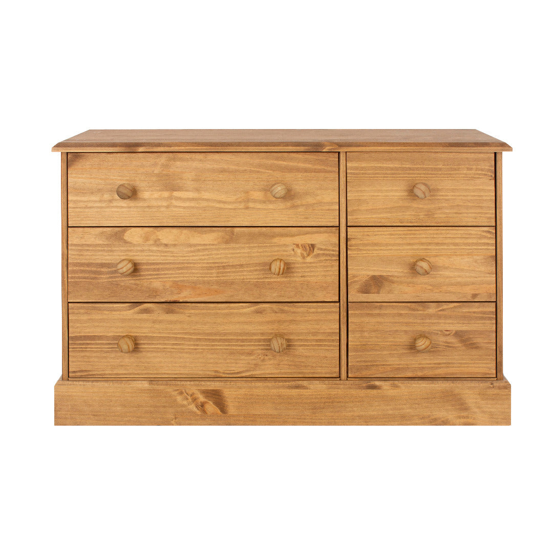 Cotswold 3+3 drawer wide chest of drawers - Price Crash Furniture