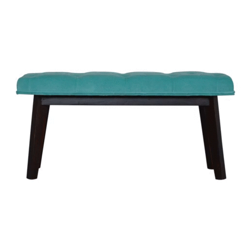 Nordic Aqua Velvet Hallway Bench