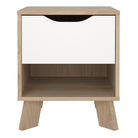 Ikast Nightstand 1 Drawer in Jackson Hickory and White - Price Crash Furniture