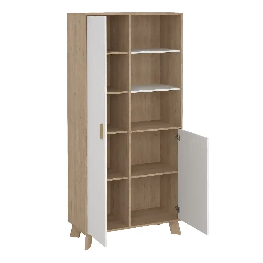 Ikast China Cabinet 2 Doors in Jackson Hickory and White - Price Crash Furniture