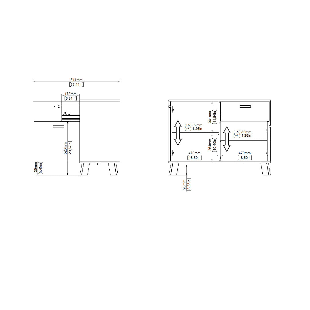 Ikast Sideboard 2 Doors + 1 Drawer in Jackson Hickory and White - Price Crash Furniture